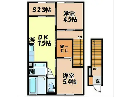 カノン・エム(2SDK/2階)の間取り写真