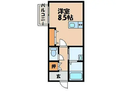 IKD D(ワンルーム/2階)の間取り写真