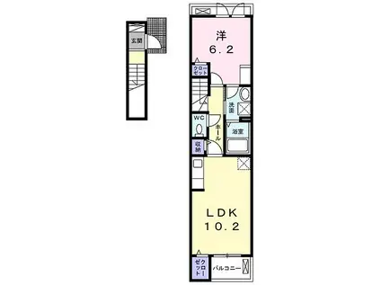 スカイ フラワー(1LDK/2階)の間取り写真