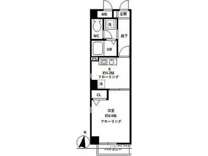 グランディール佐藤(1K/2階)の間取り写真