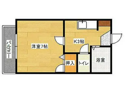 広島高速交通アストラムライン 高取駅 徒歩14分 2階建 築29年(1K/2階)の間取り写真