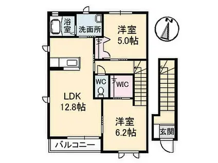 JR呉線 海田市駅 徒歩34分 2階建 築18年(2LDK/2階)の間取り写真