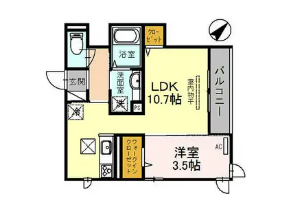 広島電鉄8系統 舟入幸町駅 徒歩4分 3階建 築8年(1LDK/1階)の間取り写真