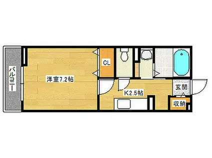 広島電鉄宮島線 草津駅(広島) 徒歩8分 2階建 築14年(1K/2階)の間取り写真