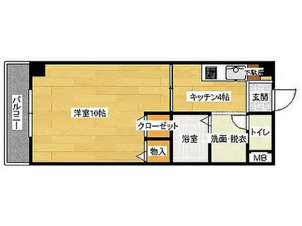 JR可部線 安芸長束駅 徒歩7分 8階建 築23年(1DK/1階)の間取り写真