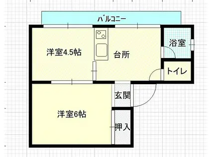 広島電鉄8系統 舟入本町駅 徒歩5分 4階建 築50年(2DK/4階)の間取り写真