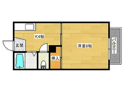 JR山陽本線 西高屋駅 徒歩32分 2階建 築31年(1K/1階)の間取り写真