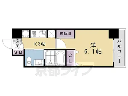 エステムプラザ京都御所ノ内REGIA(1K/4階)の間取り写真