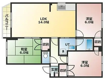 ヌーヴェルメゾン21(3LDK/4階)の間取り写真