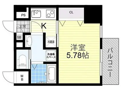 シロハイヌ尼崎中央(1K/14階)の間取り写真