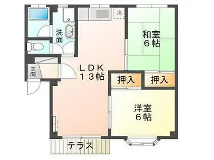 JR山陽本線 網干駅 徒歩10分 2階建 築36年(2LDK/1階)の間取り写真