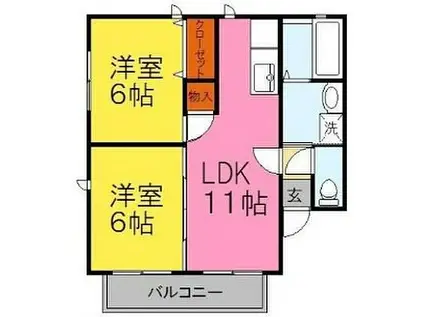JR姫新線 余部駅 徒歩19分 2階建 築20年(2LDK/2階)の間取り写真