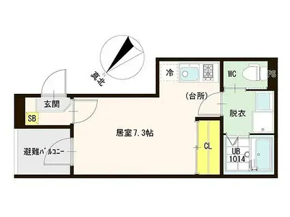 JR東海道・山陽本線 塚本駅 徒歩7分 3階建 築4年(ワンルーム/2階)の間取り写真
