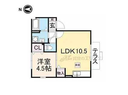 近鉄奈良線 生駒駅 徒歩9分 2階建 築18年(1LDK/1階)の間取り写真
