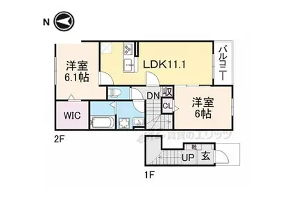 JR桜井線 三輪駅 徒歩10分 2階建 新築(2LDK/2階)の間取り写真