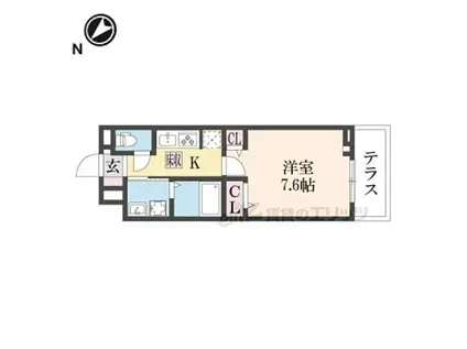 近鉄奈良線 東生駒駅 徒歩12分 3階建 築1年(1K/1階)の間取り写真
