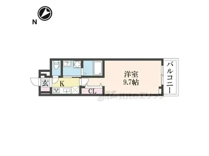 近鉄奈良線 東生駒駅 徒歩12分 3階建 築1年(1K/2階)の間取り写真