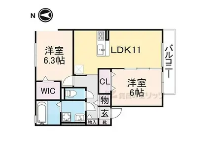 近鉄大阪線 真菅駅 徒歩10分 2階建 築16年(2LDK/2階)の間取り写真