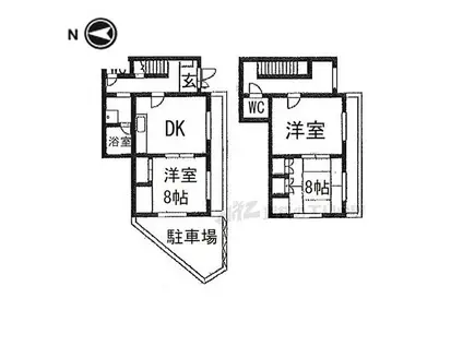 京阪本線 牧野駅 徒歩31分 3階建 築28年(3DK/2階)の間取り写真