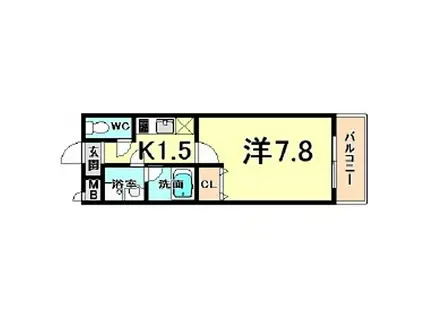 フジパレス夙川江上町(1K/1階)の間取り写真