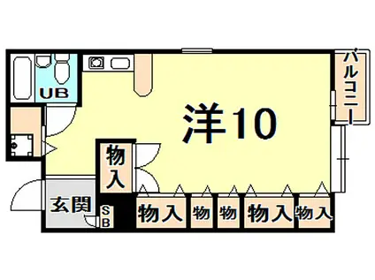 エルパセオ甲風園(ワンルーム/1階)の間取り写真