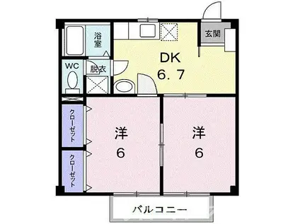 ニューシティMIKI(2DK/2階)の間取り写真