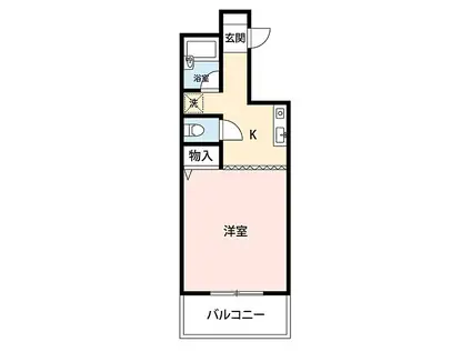 Uマンション(1K/9階)の間取り写真