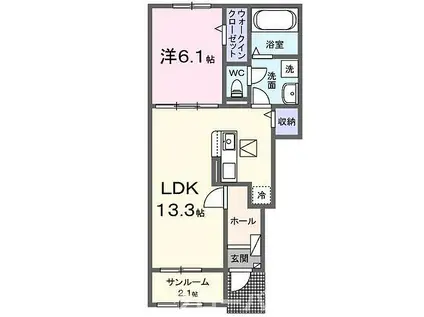 クルール坂本C(1LDK/1階)の間取り写真