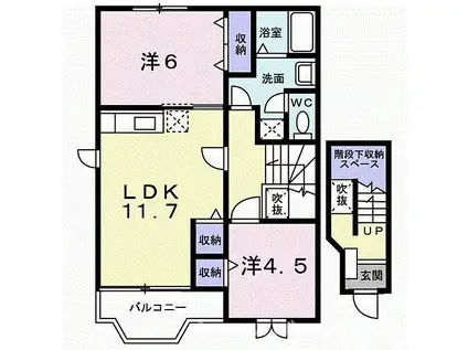 エヴァーグリーンA(2LDK/2階)の間取り写真