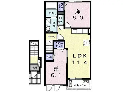 シャイン パークB(2LDK/2階)の間取り写真