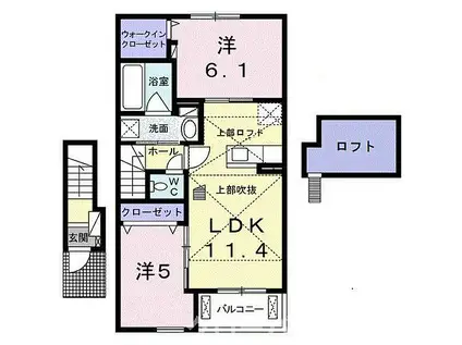 キャンディ・グレイスA(2LDK/2階)の間取り写真