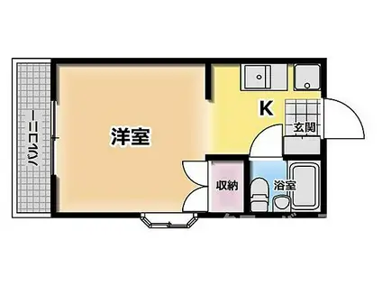 京都ハウジングコーポ善通寺(1K/2階)の間取り写真