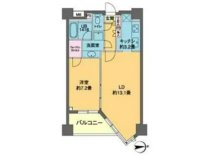 カスタリア高輪(1LDK/6階)の間取り写真