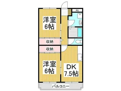 JR中央本線 茅野駅 バス乗車時間：8分 前宮前バス停で下車 徒歩2分 3階建 築25年(2DK/3階)の間取り写真