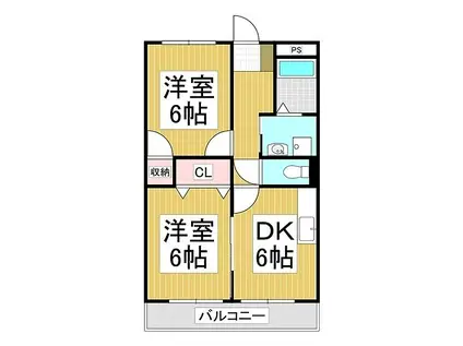 JR中央本線 茅野駅 徒歩20分 3階建 築27年(2DK/3階)の間取り写真