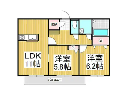 シャーメゾン柴宮(2LDK/1階)の間取り写真