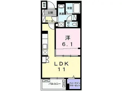 エスプランドル五香(1LDK/4階)の間取り写真