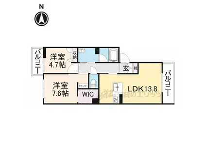 近鉄橿原線 大和八木駅 徒歩14分 3階建 築3年(2LDK/3階)の間取り写真
