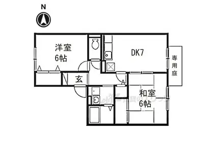 近鉄御所線 近鉄御所駅 徒歩12分 2階建 築27年(2DK/1階)の間取り写真