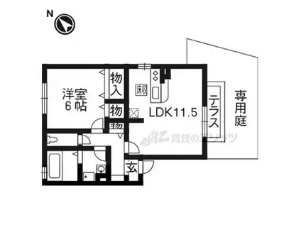 京阪本線 樟葉駅 徒歩15分 2階建 築20年(1LDK/1階)の間取り写真