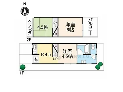 京阪本線 御殿山駅 徒歩16分 2階建 築54年(3K)の間取り写真
