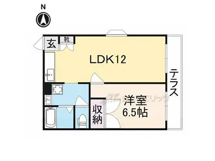 近鉄田原本線 箸尾駅 徒歩12分 2階建 築29年(1LDK/1階)の間取り写真