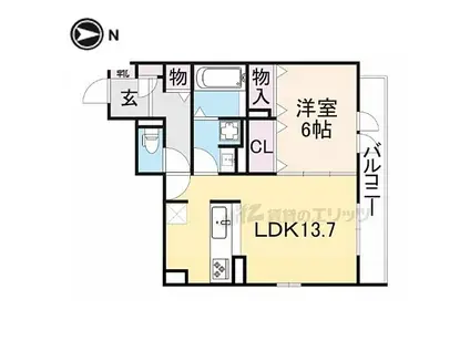 京阪本線 御殿山駅 徒歩1分 3階建 築5年(1LDK/2階)の間取り写真