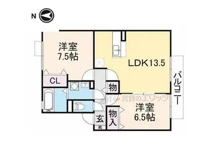 エスポワールTENNOU(2LDK/2階)の間取り写真