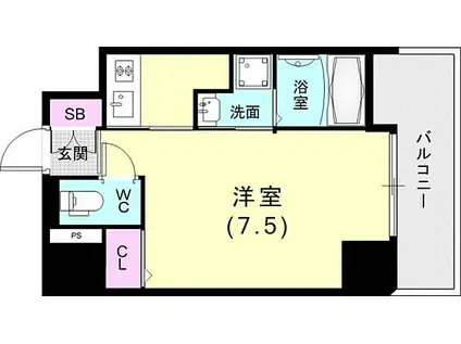 MJC神戸ブレイヴ(1K/9階)の間取り写真
