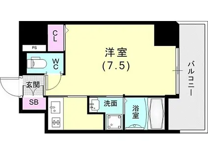 MJC神戸ブレイヴ(1K/8階)の間取り写真