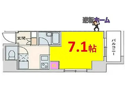 スペーシア堀田(1K/8階)の間取り写真