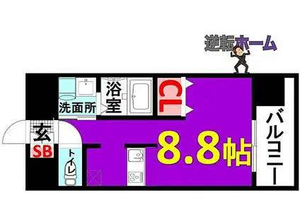 ライジングコート名古屋駅南(1K/5階)の間取り写真