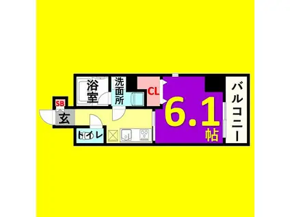 プレミアム黒川(1K/9階)の間取り写真