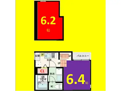 ドンドンパーク(1K/2階)の間取り写真